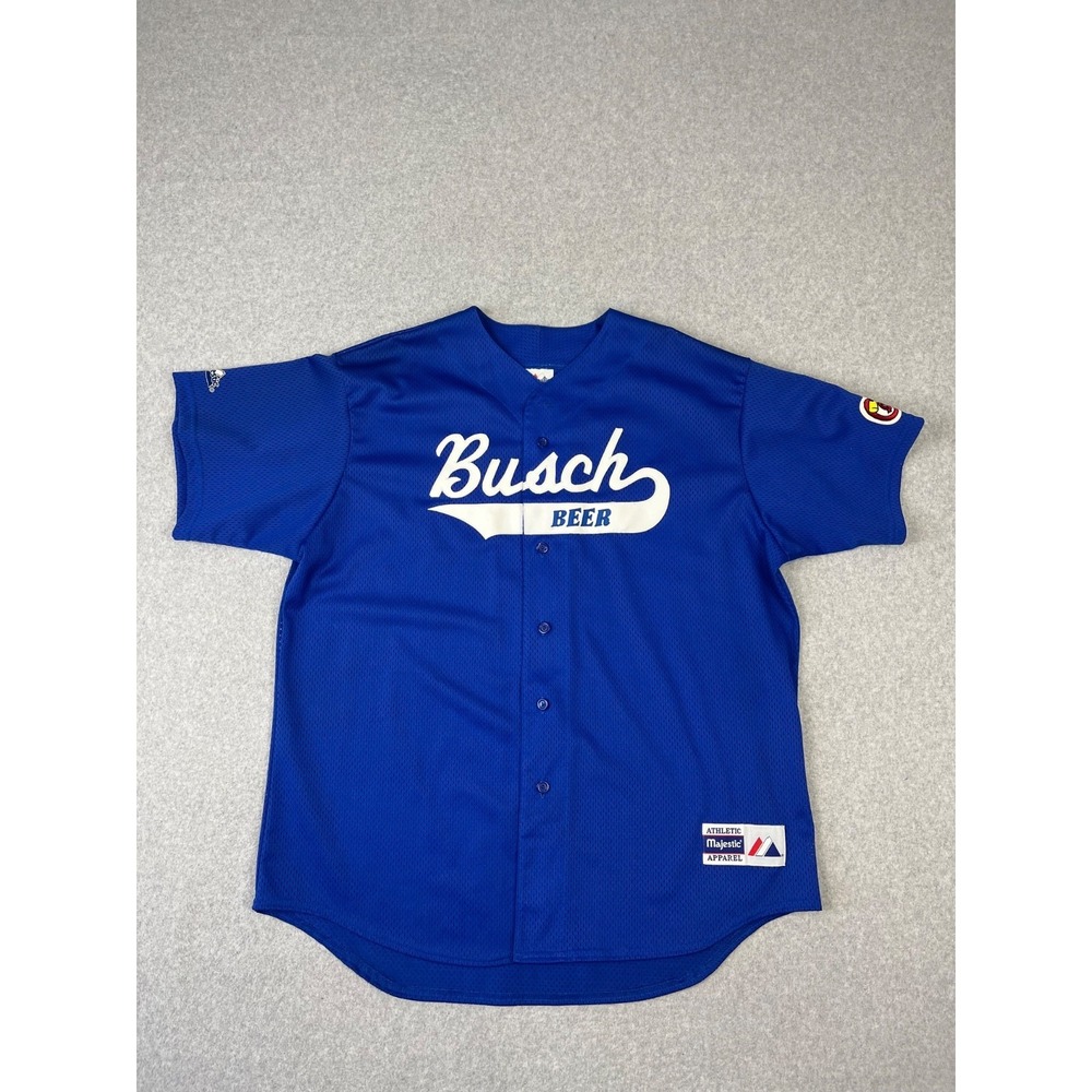 Vintage St Louis Cardinals Baseball Jersey Mens XL Blue Busch Beer Promo 90s - Picture 1 of 10